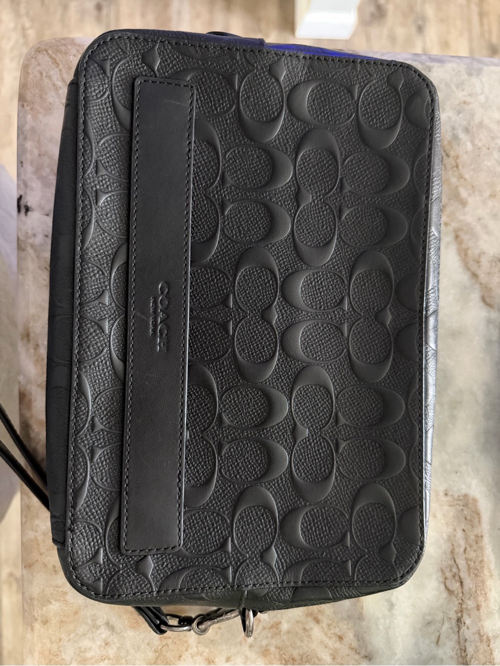 Coach Black Embossed Leather Toiletry Bag